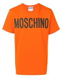 T-shirt à col rond imprimé orange Moschino