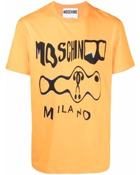 T-shirt à col rond imprimé orange Moschino