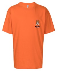 T-shirt à col rond imprimé orange Moschino