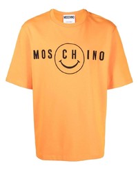 T-shirt à col rond imprimé orange Moschino