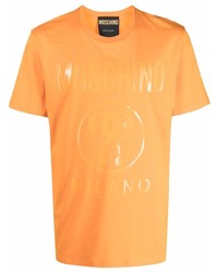 T-shirt à col rond imprimé orange Moschino