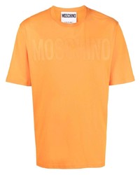 T-shirt à col rond imprimé orange Moschino