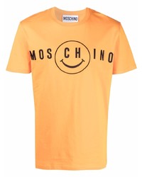 T-shirt à col rond imprimé orange Moschino