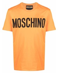 T-shirt à col rond imprimé orange Moschino