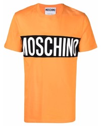 T-shirt à col rond imprimé orange Moschino