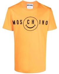 T-shirt à col rond imprimé orange Moschino