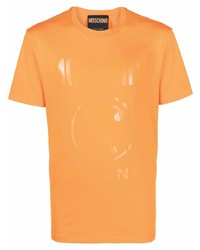 T-shirt à col rond imprimé orange Moschino