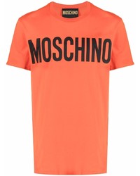 T-shirt à col rond imprimé orange Moschino