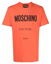 T-shirt à col rond imprimé orange Moschino