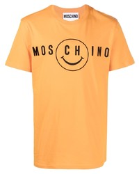 T-shirt à col rond imprimé orange Moschino