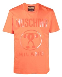 T-shirt à col rond imprimé orange Moschino