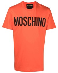 T-shirt à col rond imprimé orange Moschino