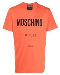 T-shirt à col rond imprimé orange Moschino