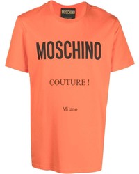 T-shirt à col rond imprimé orange Moschino