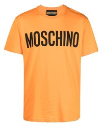 T-shirt à col rond imprimé orange Moschino