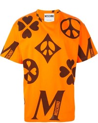 T-shirt à col rond imprimé orange Moschino