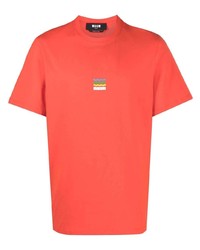 T-shirt à col rond imprimé orange MSGM