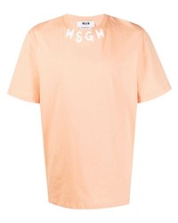 T-shirt à col rond imprimé orange MSGM