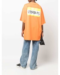 T-shirt à col rond imprimé orange Vetements