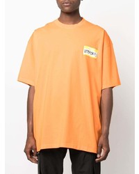 T-shirt à col rond imprimé orange Vetements