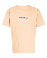 T-shirt à col rond imprimé orange Nanushka