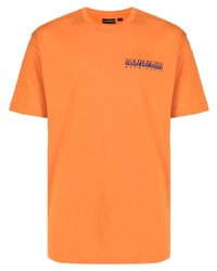 T-shirt à col rond imprimé orange Napapijri