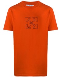 T-shirt à col rond imprimé orange Off-White