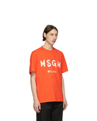 T-shirt à col rond imprimé orange MSGM