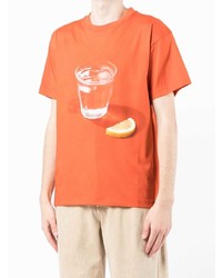 T-shirt à col rond imprimé orange Jacquemus