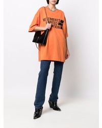 T-shirt à col rond imprimé orange Vetements