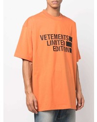 T-shirt à col rond imprimé orange Vetements