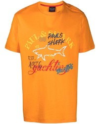 T-shirt à col rond imprimé orange Paul & Shark