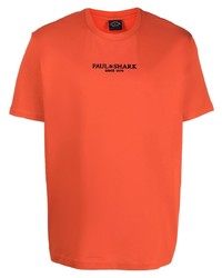 T-shirt à col rond imprimé orange Paul & Shark