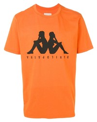T-shirt à col rond imprimé orange Paura