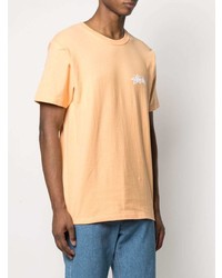 T-shirt à col rond imprimé orange Stussy