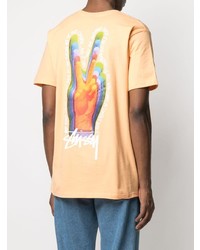 T-shirt à col rond imprimé orange Stussy