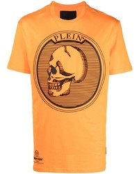 T-shirt à col rond imprimé orange Philipp Plein