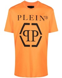 T-shirt à col rond imprimé orange Philipp Plein