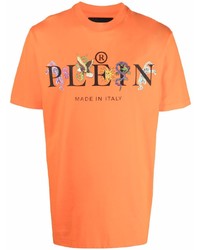 T-shirt à col rond imprimé orange Philipp Plein