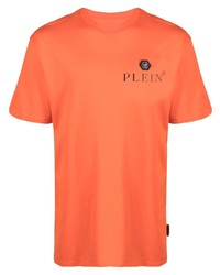 T-shirt à col rond imprimé orange Philipp Plein
