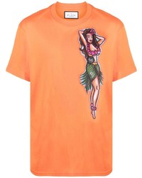 T-shirt à col rond imprimé orange Philipp Plein