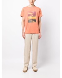 T-shirt à col rond imprimé orange agnès b.