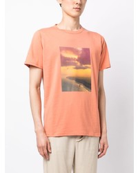 T-shirt à col rond imprimé orange agnès b.
