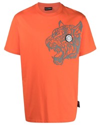 T-shirt à col rond imprimé orange Plein Sport