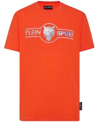 T-shirt à col rond imprimé orange Plein Sport