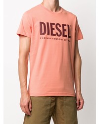 T-shirt à col rond imprimé orange Diesel