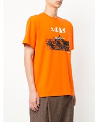T-shirt à col rond imprimé orange Yoshiokubo