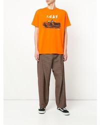 T-shirt à col rond imprimé orange Yoshiokubo