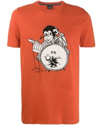 T-shirt à col rond imprimé orange PS Paul Smith