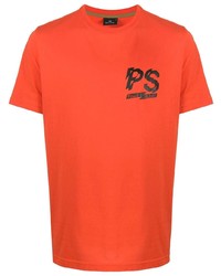 T-shirt à col rond imprimé orange PS Paul Smith